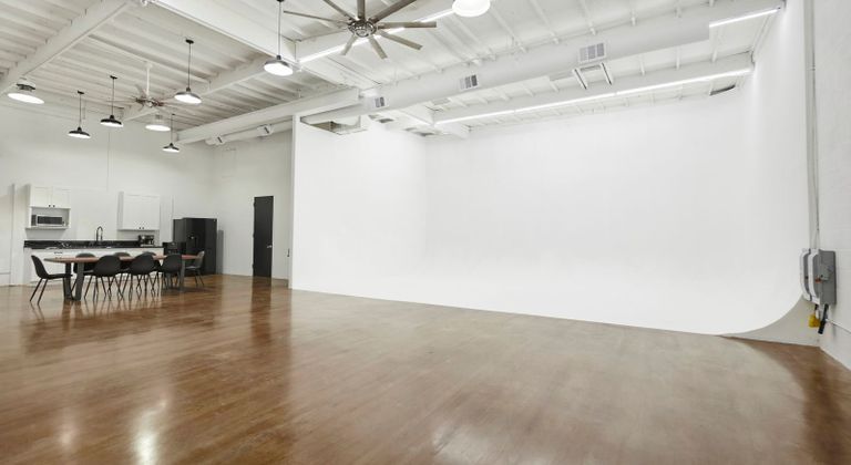 Private photo studio in Arts District: L-shaped cyclorama, in house equipment, and parking lot